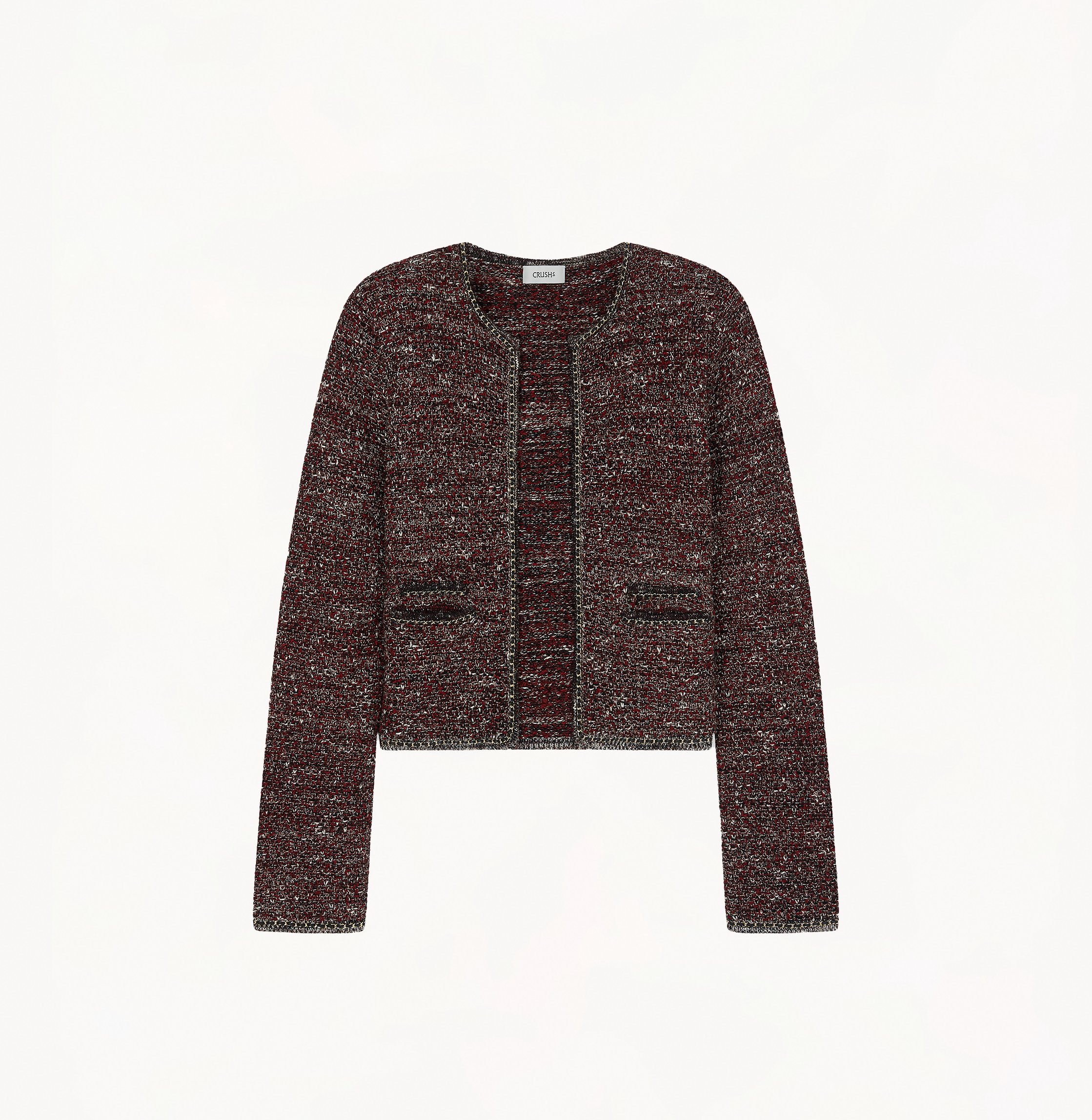 【SALE】CROPPED SINGLE-BREASTED BOUCLE TWEED JACKET CROPPED TWEED JACKET – CRUSH Collection