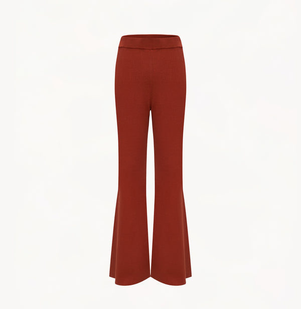 SILK AND CASHMERE RIBBED STRAIGHT-LEG PANTS