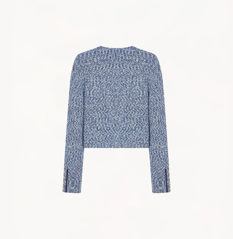 Boucle jacket in blue with pockets.