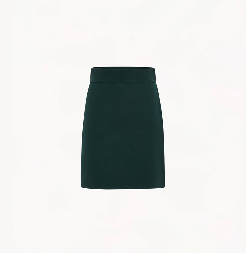 Cotton and cashmere blend mini skirt in green.