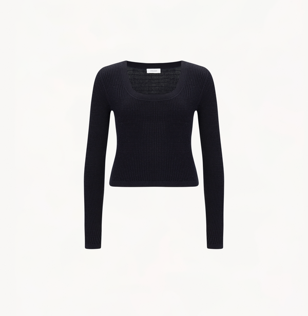 Silk cashmere cable-knit sweater in black