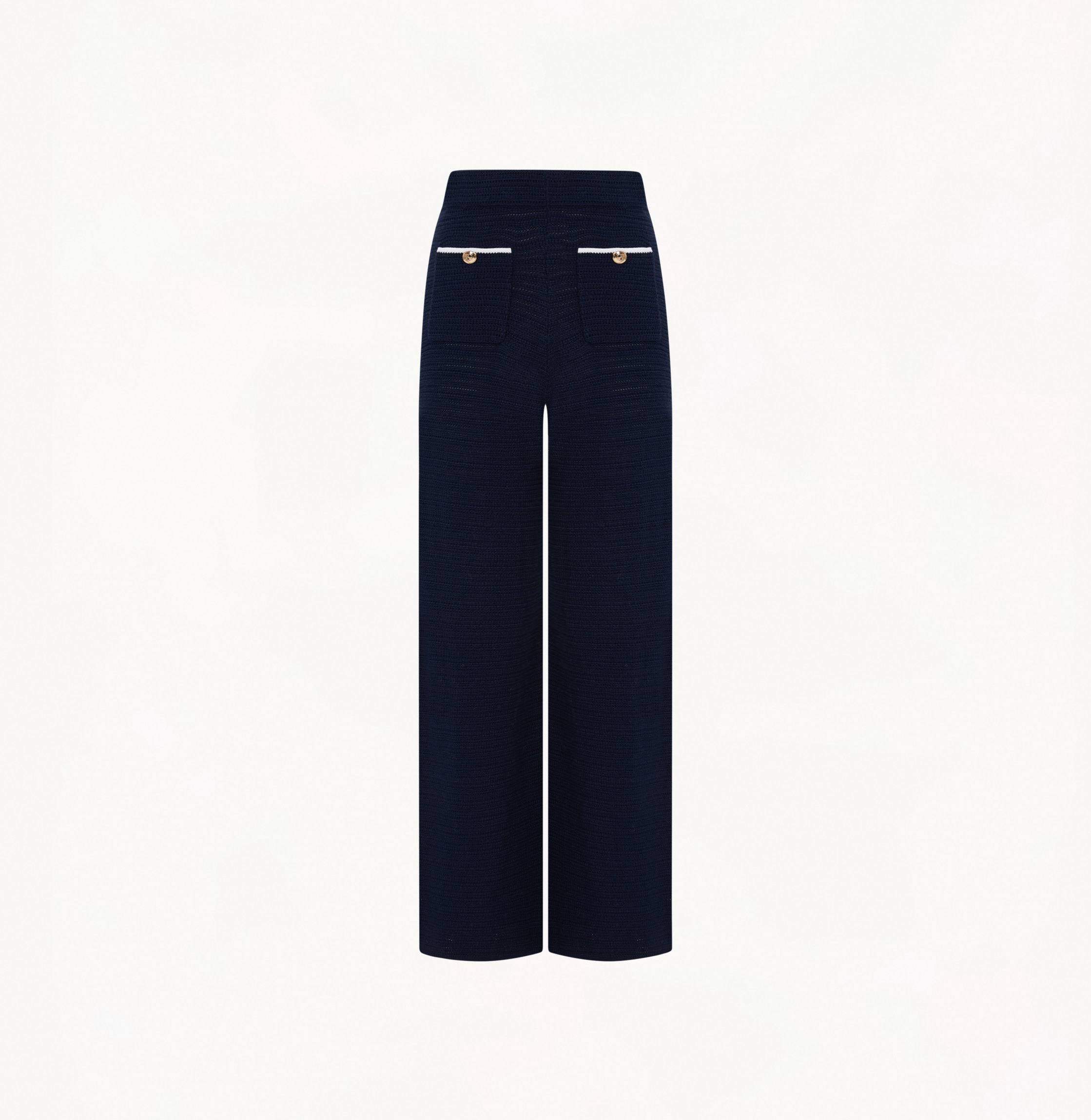 Silk Wool Blend Pointelle Knit Straight Leg Pants-Navy – CRUSH