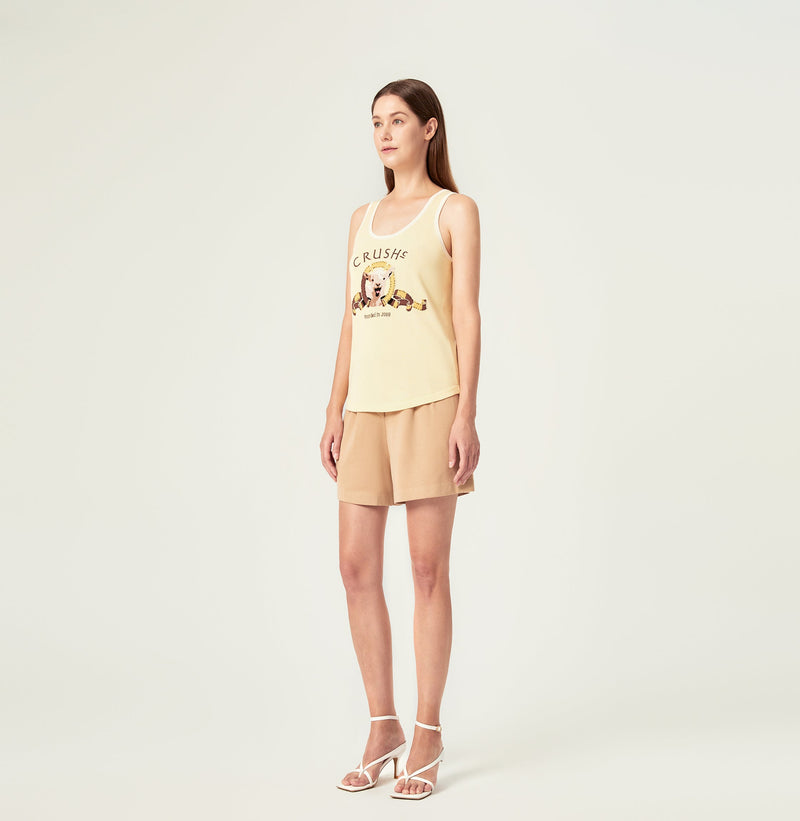 jacquard tank top in yellow. right-view