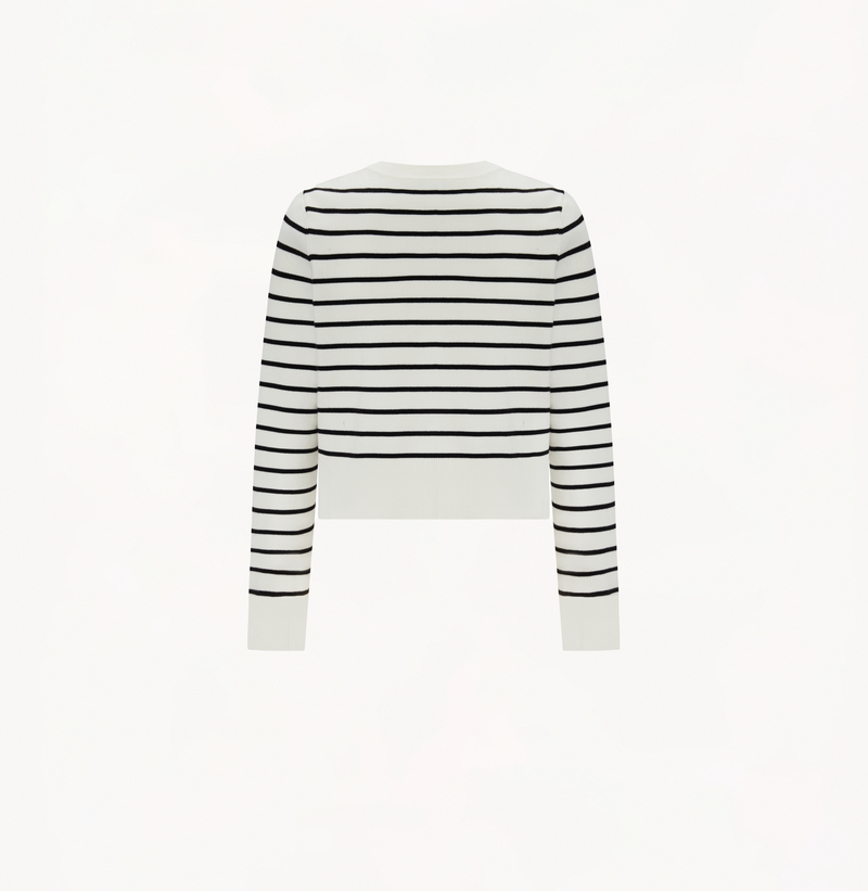 Black white striped cardigan