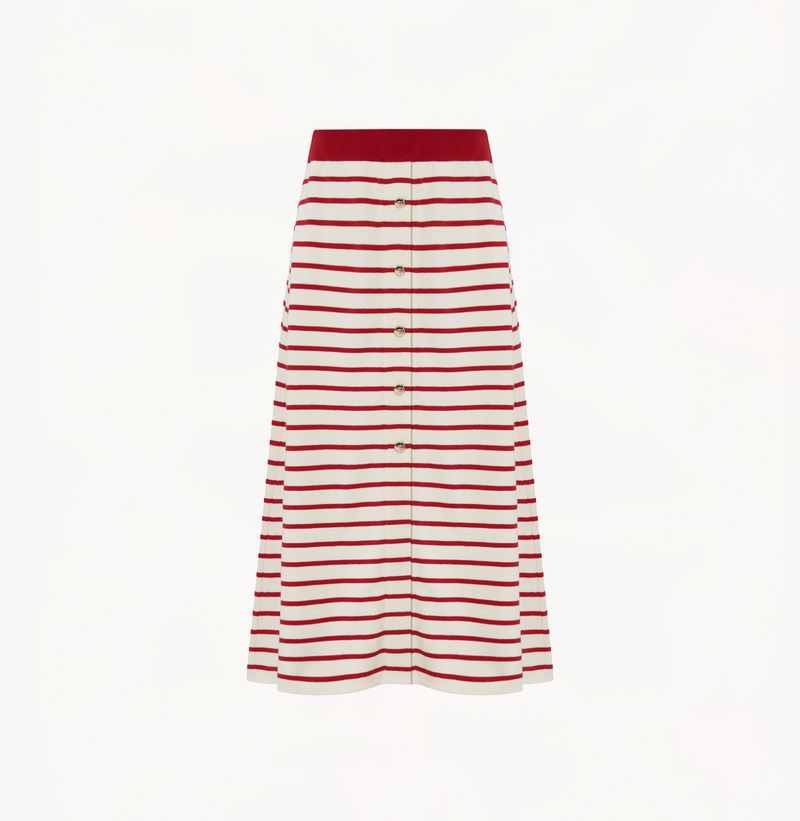 Striped midi skirt in red white