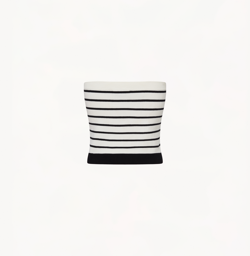 Striped Button-embellished Tube Top