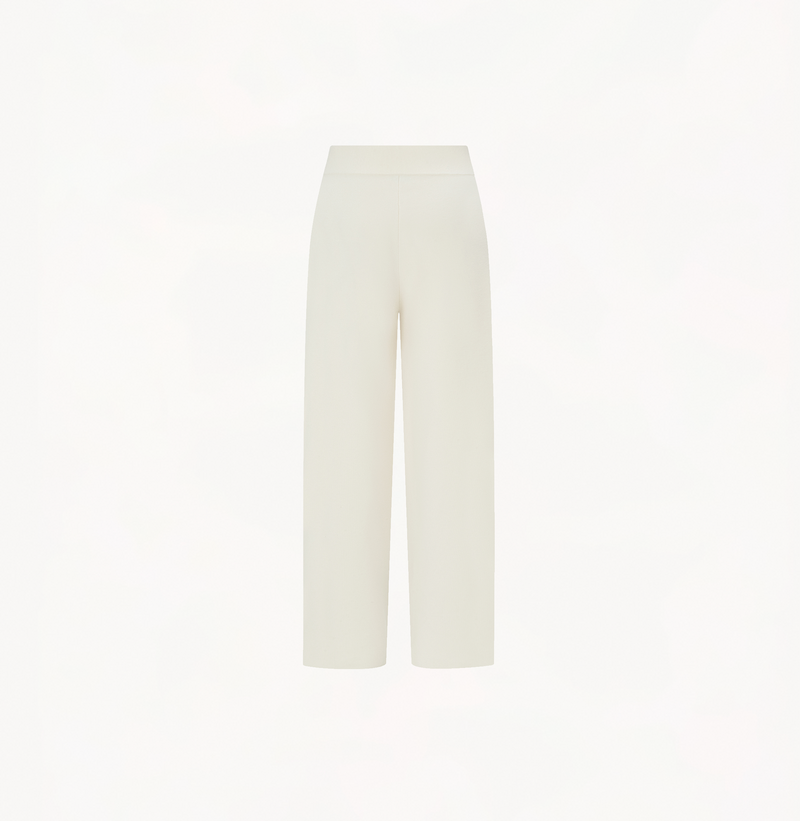 Wool pleated wide leg pants in white.