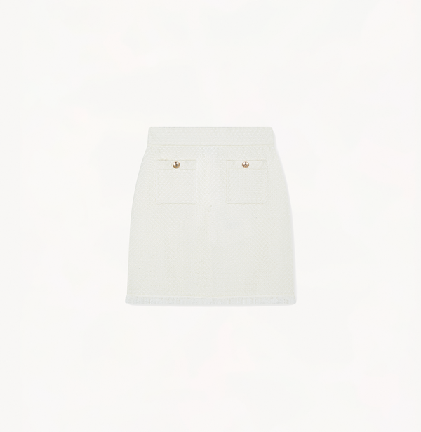 Wool skirt for women with denim-look in white.