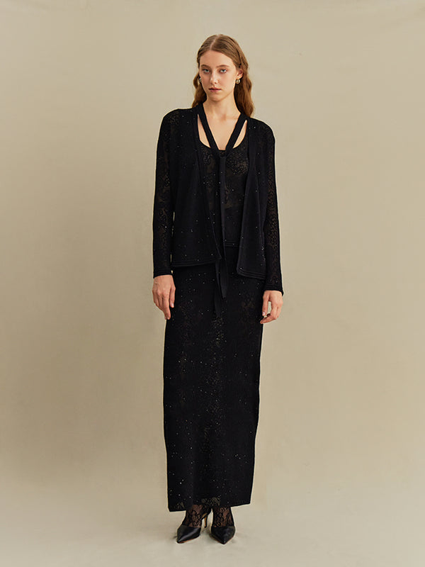 Pointelle Jacquard Maxi Skirt