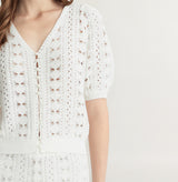CROCHET POINTELLE V-NECK CARDIGAN