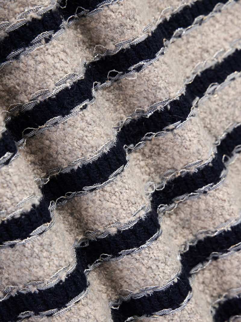 TWEED STRIPED CREWNECK JACKET