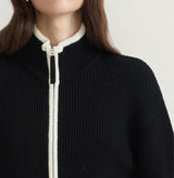 MEN'S TRIM ZIP-UP HIGH-NECK CARDIGAN