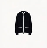 MEN'S TRIM ZIP-UP HIGH-NECK CARDIGAN