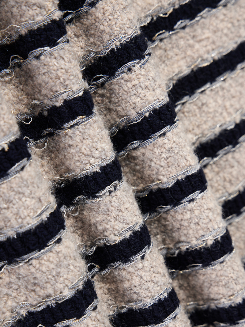 TWEED STRIPED V-NECK CARDIGAN