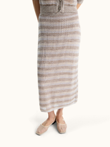 Linen Sequined Striped Skirt