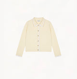 STRIPED HAND-CROCHETED EDGE CARDIGAN