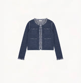 DENIM TRIM CARDIGAN