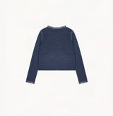 DENIM TRIM CARDIGAN