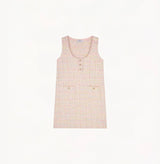 CHECK TWEED VEST DRESS