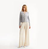 Cashmere bouclé jacket in blue. front-view