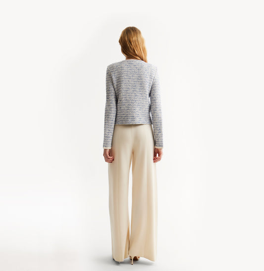 Cashmere bouclé jacket in blue. rear-view