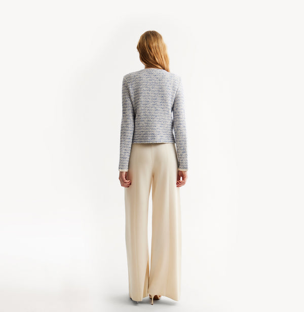 Cashmere bouclé jacket in blue. rear-view