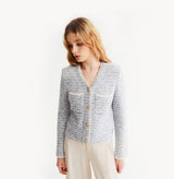 Cashmere bouclé jacket in blue. left-view