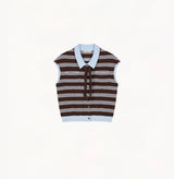 SLEEVELESS STRIPED LAPEL SHIRT