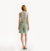 tweed square neck tank top, rear-view