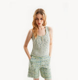 tweed square neck tank top, left-view