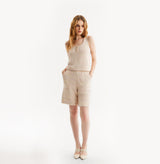 tweed square neck tank top, front-view