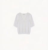 CROCHET POINTELLE V-NECK CARDIGAN