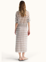 Linen Sequined Striped Skirt