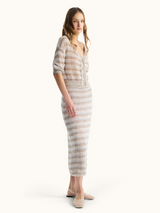 Linen Sequined Striped Skirt