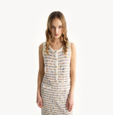 STRIPED TWEED VEST