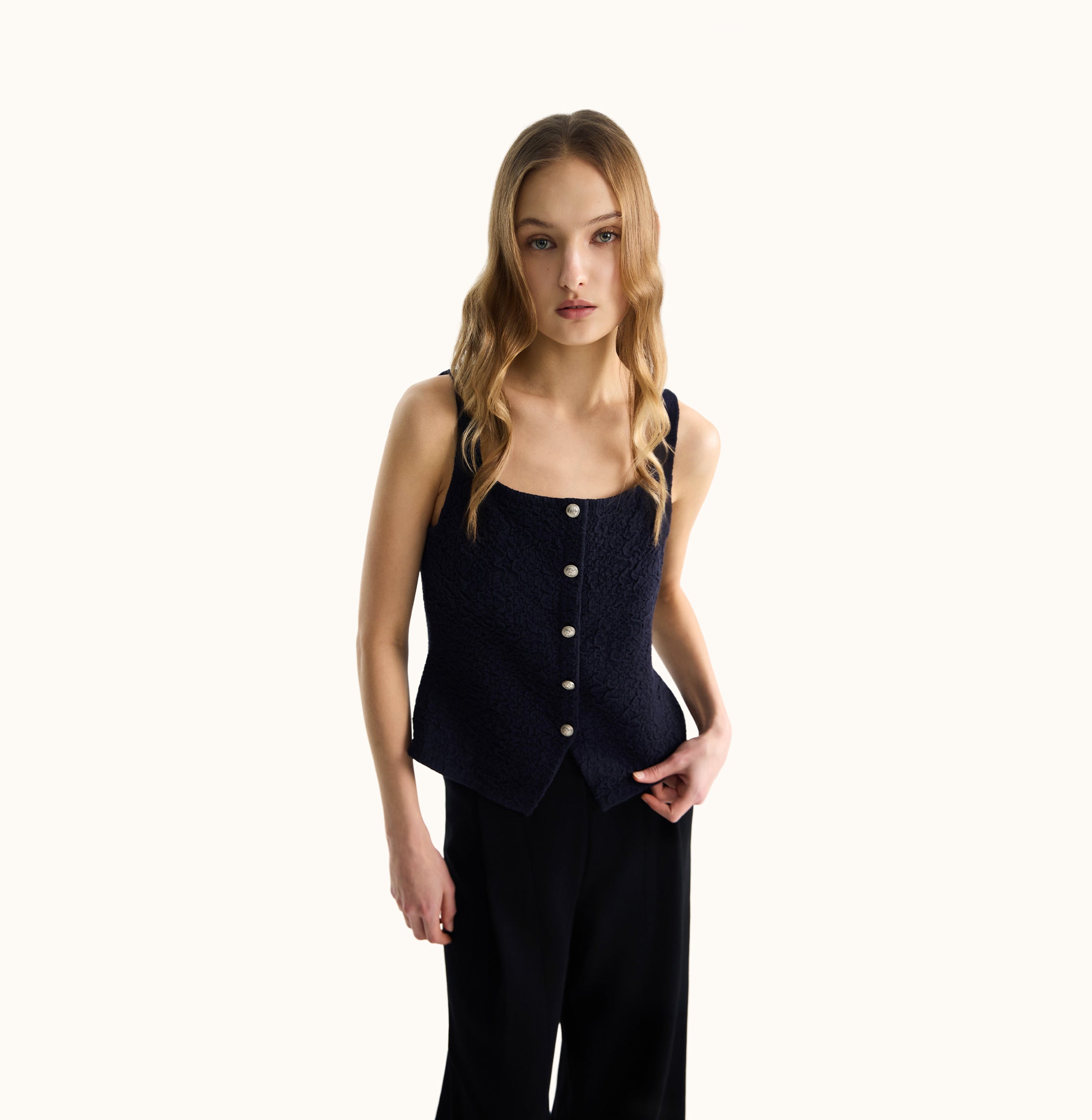 Embossed Texture Square Neck Vest – CRUSH Collection