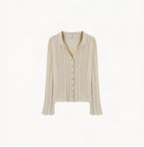 POINTELLE COLLARED CARDIGAN
