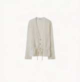 SHEER CABLE-KNIT TIE-FRONT CARDIGAN