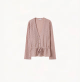 SHEER CABLE-KNIT TIE-FRONT CARDIGAN