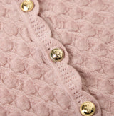 SHEER CABLE-KNIT CREWNECK CARDIGAN