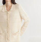 SHIMMER POINTELLE COLLARED CARDIGAN