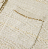 SHIMMER POINTELLE COLLARED CARDIGAN