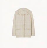 SHIMMER POINTELLE COLLARED CARDIGAN
