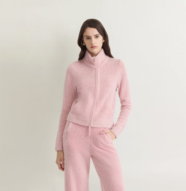 TEDDY BOUCLÉ STAND-COLLAR CARDIGAN