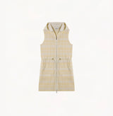 CHECK HOODED SLEEVELESS DRESS