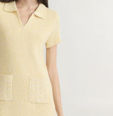 TWEED COLLARED SHORT-SLEEVE DRESS