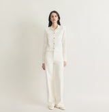 SATIN EMBOSSED COLLARED JACKET