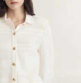 SATIN EMBOSSED COLLARED JACKET