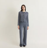 DENIM-LOOK STRAIGHT-LEG TROUSERS