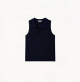 CHECK SLEEVELESS POLO TOP